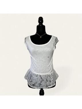 NWT 2013 Aeropostale White Lace Tee Coquette XS